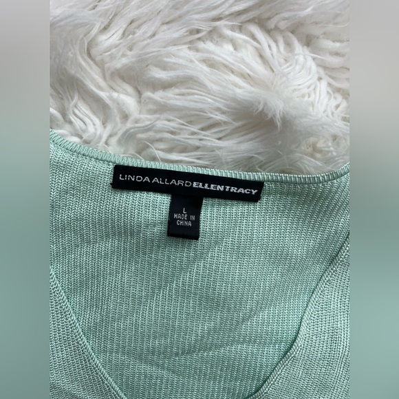 ELLEN TRACY  LARGE  Cardigan V-Neck Button Down Light Mint Green - Picture 3 of 6